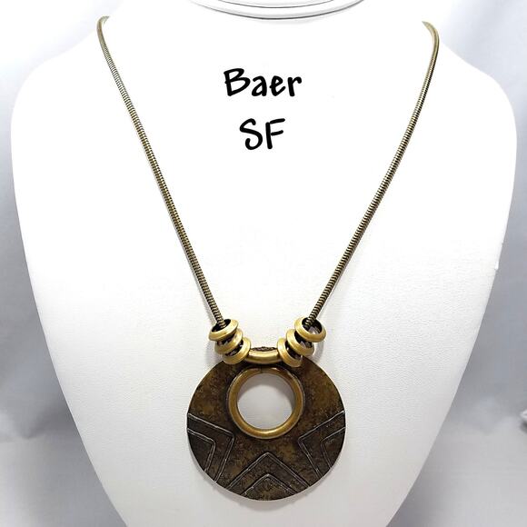 Vintage Signed Modernist Pendant Necklace, Mixed Metals, 1980s - Picture 4 of 10